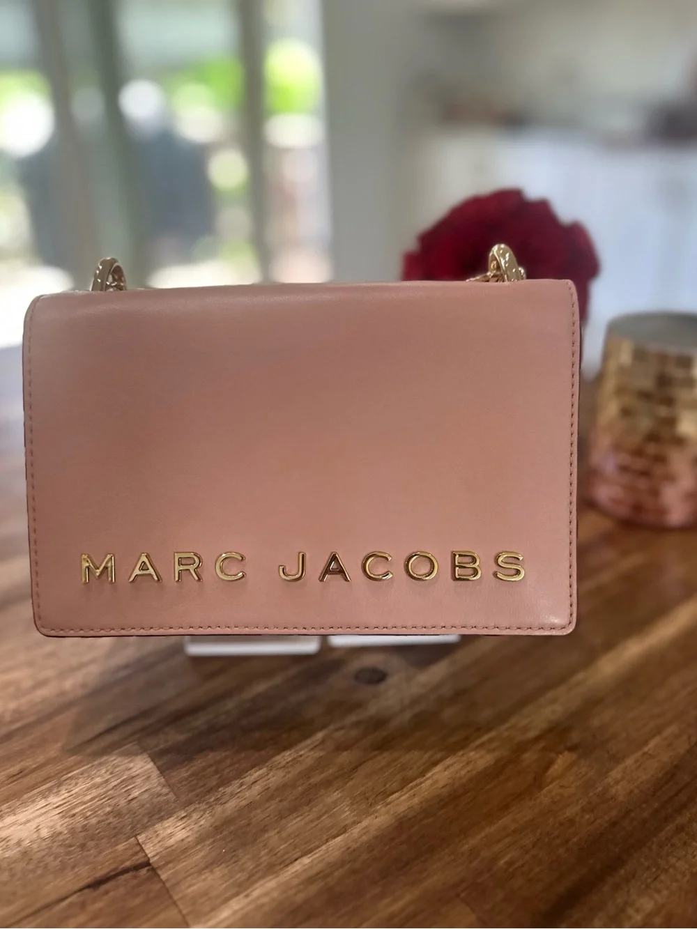 Authentic Marc Jacobs Blush Pink Leather Crossbody with Gold Logo - Picture 1 of 16